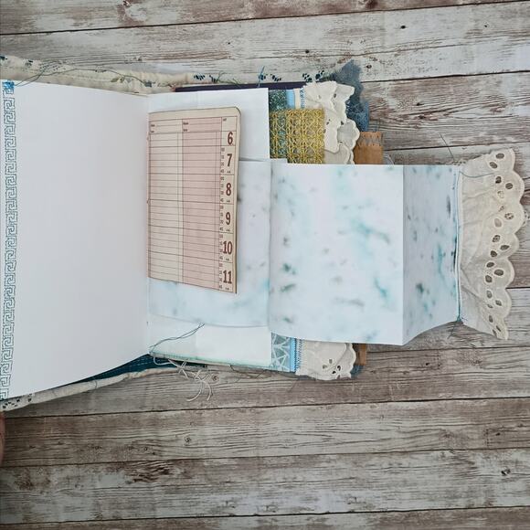 Turquoise Embellished Junk Journal: Flowers, Birds, Butterflies (Seize the Day) - Picture 7 of 16